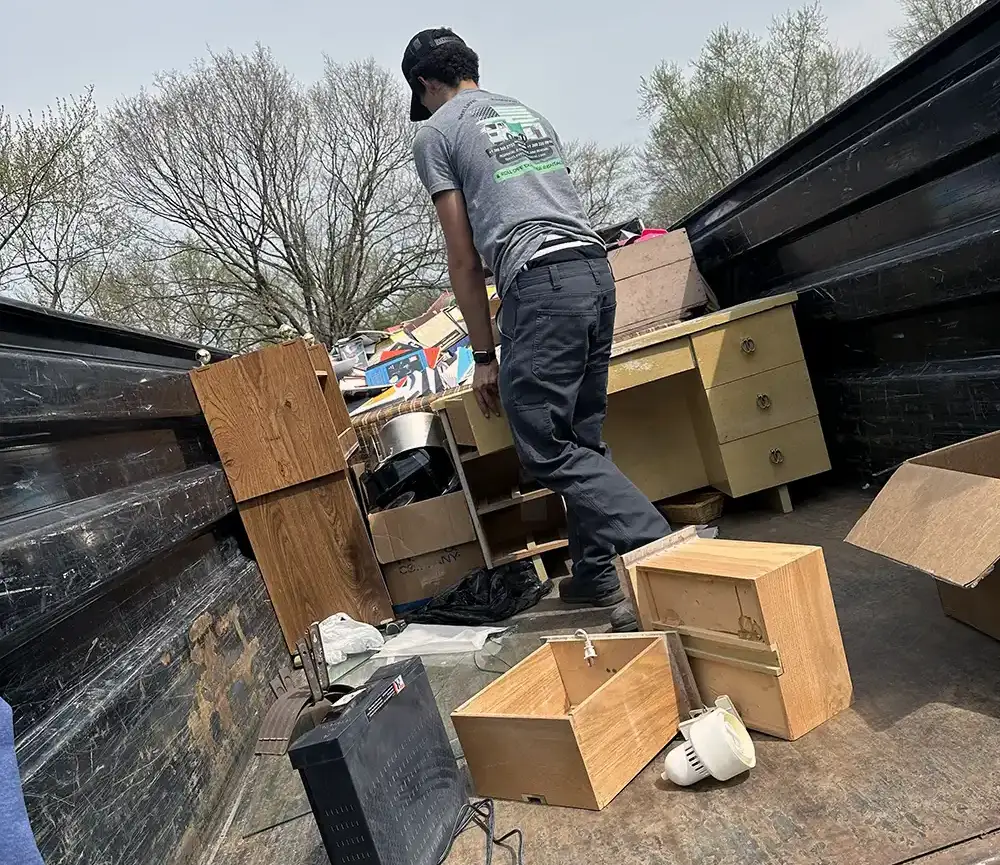 Items being sorted for donation and recycling